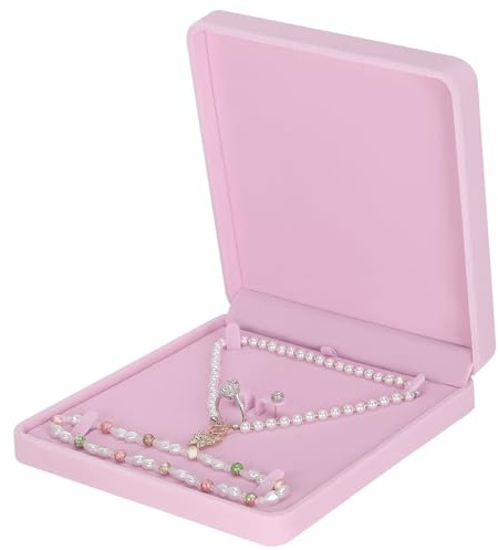 LETURE Juego de joyas de terciopelo, caja de regalo de terciopelo para pulsera, collar, aretes, anillo (rosa)