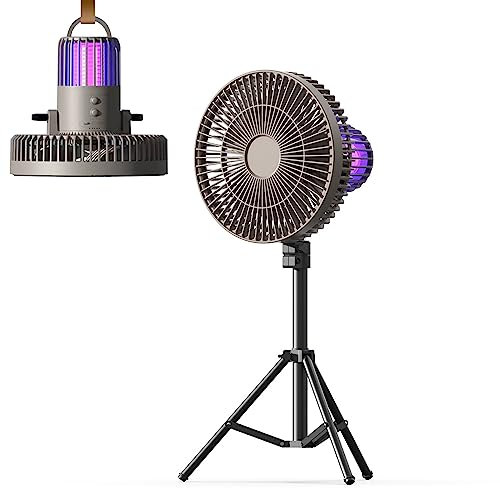 Mocoli USB Ventilator, Tragbarer Leiser Aufladbarem Ventilator,Tischventilator Leise Ventilator Klein Bodenventilator mit Mückenlampe UV-Licht,für den persönlichen Schreibtisch,Outdoor-Reisen,Camping
