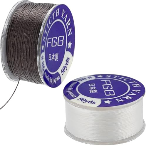 SUNNYCLUE 0.1 mm Fil de Perle de Rocaille en Nylon 100 Verges Noir Blanc Bracelet Cordon Fil de Perles Fil à Coudre Invisible Fil Tressé en Nylon pour la Couture du Cuir Perles Fabrication de Bracelet