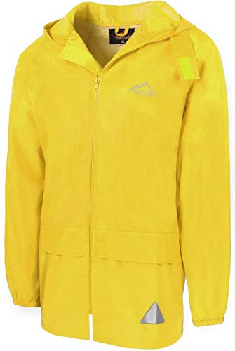 normani Outdoor Regenjacke Laufjacke Fahrradjacke mit Kapuze und 3M Scotchlite Reflektoren beidseitig für maximale Sicherheit Signalgelb 7/L