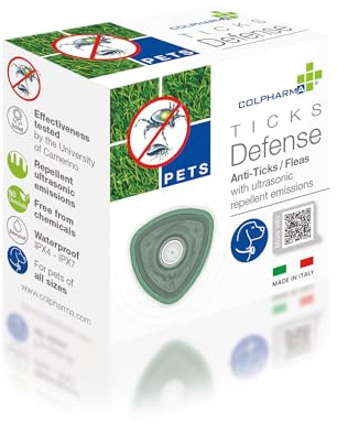 Colpharma Ticks Defense Pets Anti-tiques et puces pour animaux – Répulsif à ultrasons pour chiens et chats