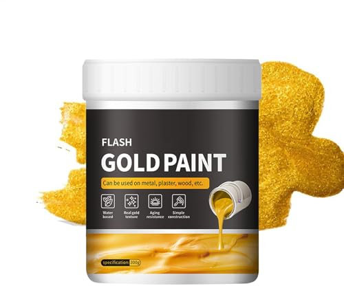 Pintura dorada, 300 g, efecto metal líquido, color de hoja de oro a base de agua, para metal, yeso, madera, cuero y piedra, no se decolora, para manualidades y creaciones artísticas