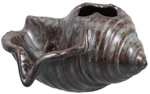VINTORKY Outdoor Ceramic Conch Water Spitter Pond Fountain Statue Unique Design for Fish Tanks Hydroponic Plant Friendly Landscaping Garden Ornament Brown