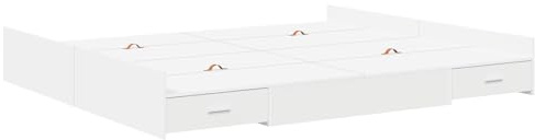 vidaXL Cama de Almacenamiento de Madera Ingenierizada Blanca 200 x 200 cm. Estructura fácil de armar, Incluye cajones en la Parte Inferior. Estilo Minimalista, Robusta, con cabecero y pie de Cama. No