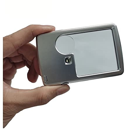 ZTBH Microscope Accessories Kit 3X 6X Rectangular LED Magnifying Glass Portable Mini Illuminated Magnifier with LED Light Pocket Reading Microscope Slides