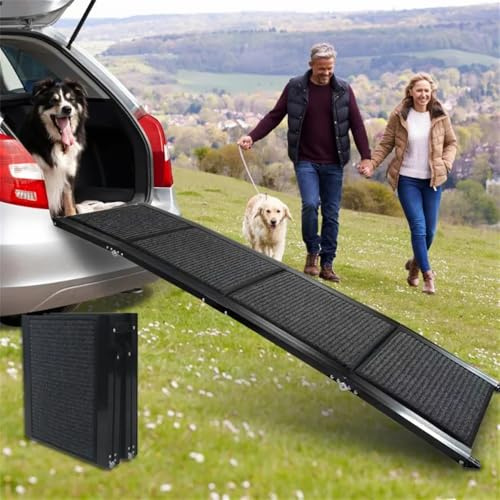 Hunderampe Auto klappbar 170cm Leichteres EIN- und Aussteigen für kleine und große Hunde bisHundetreppe mit Rutschfester Oberfläche für alle Fahrzeuge nutzbar