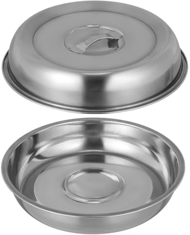 EXAOMBLE Cubierta para Alimentos Redonda De Acero Inoxidable 28 Cm, Campana Protectora para Carne y Platos, Resistente y Práctica, Adecuado para Barbacoas y Picnics, Pack De 2 Unidades