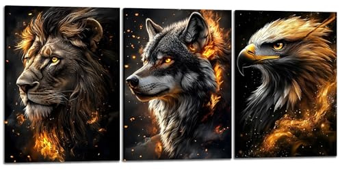 YWQQ 3 Pcs Cuadros en Lienzo Impresos Decorativos de Animales - Estilo Moderno, para Decoración de Pared en Dormitorio y Salón