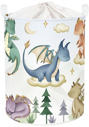 HUUMONSS Grand Corbeille a Linge Mignon Dinosaure Repliable Panier Rangement Jouets Vêtements pour Maison,Arbre,63L