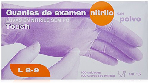 Gasa Guantes desechables, Nitrilo, Azul, Talla 8-9