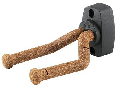 K&M 16280 Universal Gitarren-Wandhalter Kork – Beweglicher Bügel – Für alle Kopfplatten geeignet