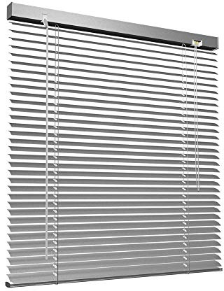 Victoria M. Persiana de Aluminio, Veneciana Fijación sin Taladrar, Incluye Clips de Sujeción Klemmfix, 65 x 130 cm, Plata