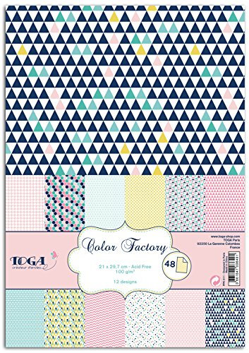 DRAEGER PARIS 1886 Toga ppk011 Geometrische Pastell 48 Stück aufgedruckten Blätter Papier Mehrfarbig 21 x 29,7 x 0,1 cm