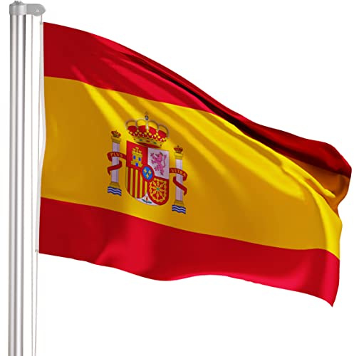 BRUBAKER Mástil Aluminio Exterior 6 m Incluye Bandera de España 150 x 90 cm y Soporte de Tierra