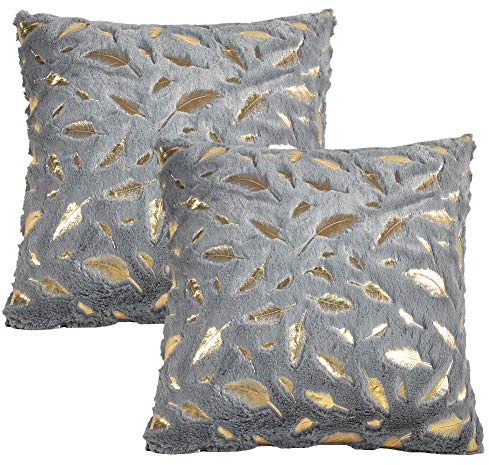 JOTOM Fodera per Cuscino Pelliccia Ultra Dolce Federa per Divano Famiglia Soggiorno Camera da Letto Decorazione, Fodere Cuscini 40x40cm, Set di 2 Pezzi(Grigio)