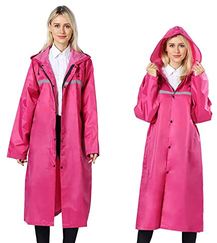 Pahajim Poncho Waterproof Adult Reusable Rain Coats for Men Women Rain Jacket with Reflective Tape Lightweight Long Raincoat with Hoods for Travel Festivals Fishing Hiking Camping