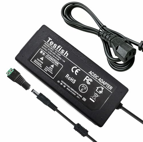 Tesfish 12V 7A Adaptador de Corriente Transformador 84W Fuente de alimentación 5.5 x 2.1/2.5 mm para CCTV, Cámara, Enrutador, LED 5050 2835 Tira de luz
