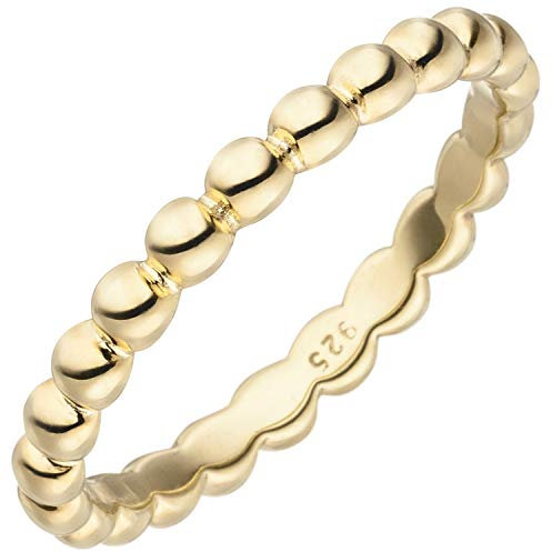 Jobo Damen-Ring Kugel-Ring aus 925 Sterling Silber vergoldet Größe 58