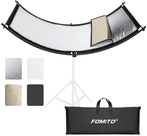 FOMITO Light Reflector 70x25.6/178x65cm Arclight Curved Eyelighter Lighting Diffuser for Photography Stuido Filming Shooting, Black/White/Gold/Silver
