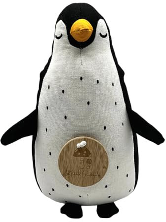 Premium Spieluhr - Pepe der Pinguin mit Fly me to the moon Melodie - ideale Einschlafhilfe für Babys - nachhaltige Babyspieluhr aus Baumwolle - geniales Geschenk zur Geburt, Taufe oder Babyparty
