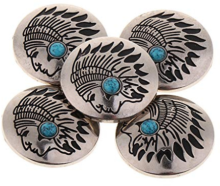 5 Pcs Vintage Western Concho Buttons Turquoise Concha Studs For Screwing 30mm For DIY Clothing Jacket Jeans Leather - Blue