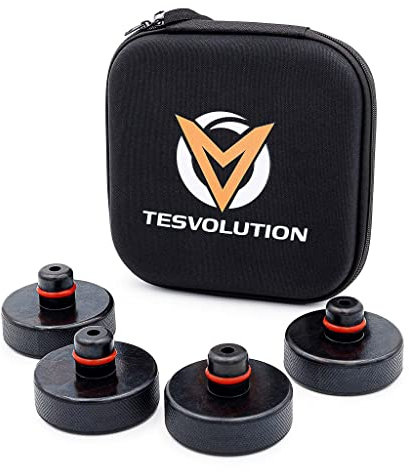 Tesvolution® Wagenheber Aufnahmen Tesla Model 3 Model Y/S/X 2022 + 2023 + 2024 + 2025 - Gummi Auflagen Pads als Adapter für Radwechsel/Reifenwechsel