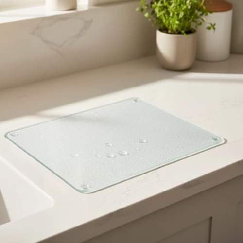 Biznest 60X40Cm Tempered Glass Worktop Saver Frosted Printing Dishwasher Safe 5mm Chopping Board