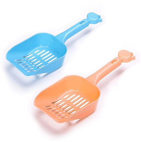 2Pcs Cat Litter Shovel Premium Litter Tray Scoops Pet Litter Scoop Plastic cat litter shovel Cat Litter Poop Scoop Suitable for Treating Pet Poop(Pink and Blue)