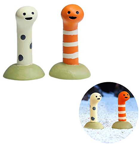 JEOPKO 2 PCS Fish Tank Accessories,Mini Aquarium Ornaments,Cute Resin Fish Tank Decoration Creative Submerged Moray Eel Aquarium Decoration Fish Tank Landscape Decoration for Freshwater Saltwater.