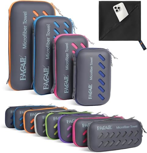 BAGAIL Microfibre Towel - Quick Dry, Super Absorbent, Ultra Light & Compact - Ideal for Camping, Travel & Beach, Swimming Towel, Great for Sports, Gym, Yoga and Backpacking, Black, 120x60cm
