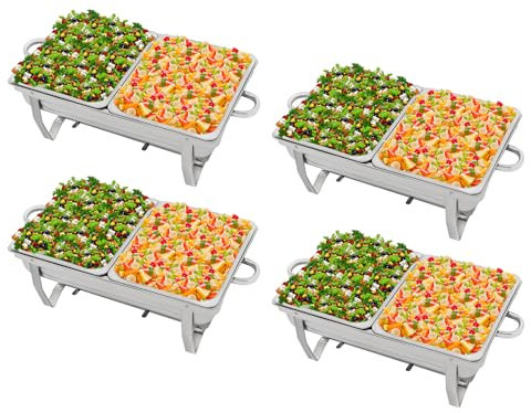 Varmhållningsbehållare i rostfritt stål, med matklämmor och sked, matvärmare, värmebehållare, buffévärmare, rechaud för catering, buffé och fest