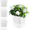 Oungy 4 macetas de autoriego, maceta blanca con sistema de riego, maceta de 12 cm, maceta de albahaca con sistema de mecha, maceta para hierbas de cocina para interior y exterior
