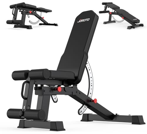 JOROTO MD65 Hantelbank Verstellbar, Multifunktions Hantelbänke für Zuhause, Trainingsbank mit Max Belastung 800KG, 9-Fach Verstellbarer Rückenlehne und 3-Fach Verstellbarer Sitzfläche Fitnessbank