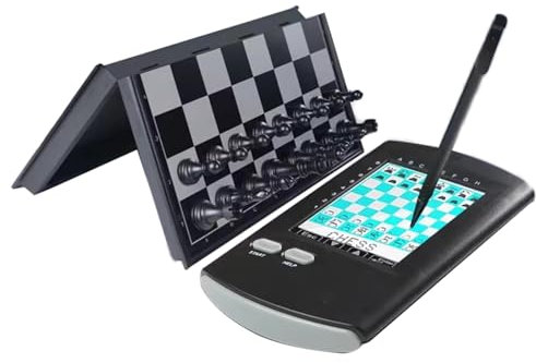 Tablero de ajedrez electrónico con ajedrez táctil para computadora, diseño plegable y piezas magnéticas para principiantes y entusiastas