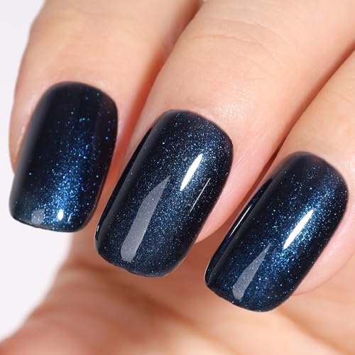 TUTUYU Midnight Dark Blue Glitter Gel Nail Polish, 12ml Black Blue Shimmer Gel Polish - Rich Dark Navy Manicure for Autumn & Winter, Fall Color Nail Art - G147