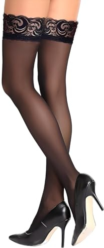 Women Hold Up Stockings, Lace Edging Stockings for Women, Hold Up for Women | Anti-Skid Sexy Silky Stockings, Nylon Silk Thigh High Socks, Suitable for Everyday Wear or Parties and Gatherings