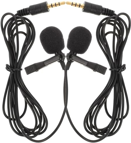 SWETRACE 2 Piezas Micrófono de Solapa Negro Clip 3,5 Mm Alta Sensibilidad y Sonido Claro para Grabación en Laptop y Tablet en Reuniones y Aulas