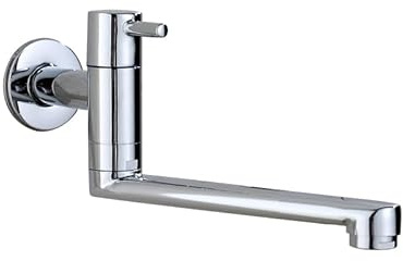 Hefo Rubinetto per acqua fredda a parete, in ottone cromato con 360 beccucci girevoli, lungo 16 cm, per lavabo, lavanderia, piscina