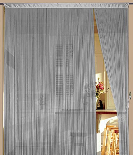 Kaikoon Fadenvorhang Vorhang Fadenstore Fadengardine Messe 150 cm x 300 cm Silber Neu