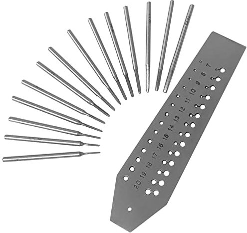 Jewellers Tools Lot de 14 tarauds et filières : pas de tarauds et de filières de 0,7 à 2 mm pour montre Mini outil de réparation (40)