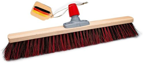 Novaliv Arengabesen mit Elaston 60 cm Besenkopf I Besen ohne Stiel I Arenga-Elaston schwarz-rot I Grob I Straßenbesen Industriebesen Kehrbesen Gartenbesen Hofbesen