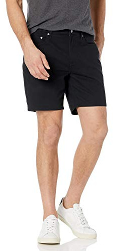 Amazon Essentials Men's Slim-Fit Stretch 5-Pocket Shorts, 7” (17.8cm) Inseam, Black, 32W