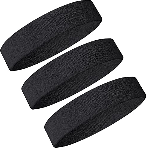 Ailiver Headbands Sweatband Set 3 Pieces Men Women Sweat Bands Absorbent for Gym Sports Tennis Running Exercise Basketball Headbands Sweatband Moisture Wicking (3 Pieces)