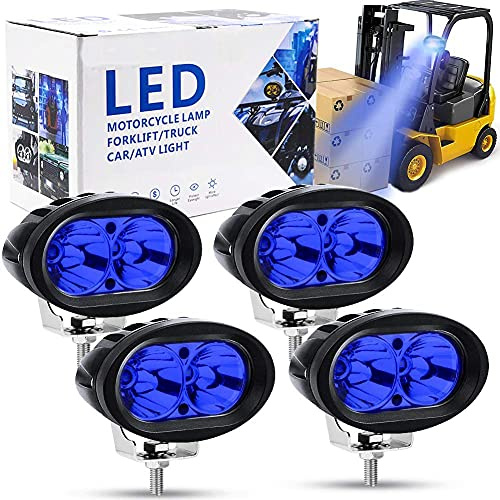 Biqing 4PCS Feux Additionnels Moto,20W Phare LED Moto Avant Ronde Phare de Travail Feux Brouillard 12V/24V Bleu pour Chariot élévateur Offroad Voiture Camion ATV SUV Blat
