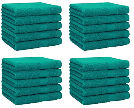Betz 20 Stück Gästehandtücher Premium 100% Baumwolle Gästetuch-Set 30x50 cm Farbe smaragdgrün
