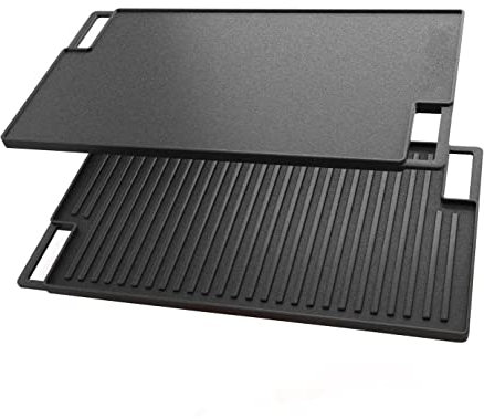 BBQNovation Grille multifonction en fonte double face - Plaque de cuisson en fonte - Plaque de cuisson plancha - Pour four, cuisinière et barbecue