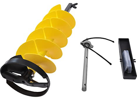 ROMYIX 8 Nylon Ice Drill Auger with Centering Point Blade, 28'' Length Ice Auger Bit, Auger Drill w/ 30cm Adjustable Extension Rod, Ice Auger Bit with Drill Adapter & Top Plate, for Ice Fishing