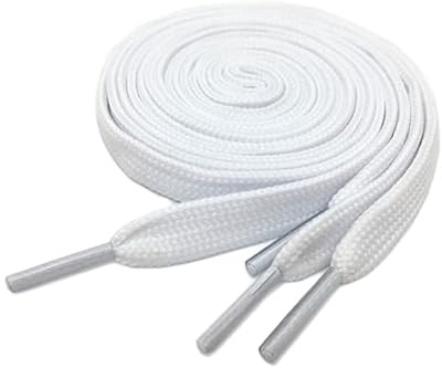 Boolavard 2 Pairs Premium Flat Shoe Laces for Sneakers, Shoelaces for Sneakers, Athletic Shoelaces 8mm Wide (White, 120cm)