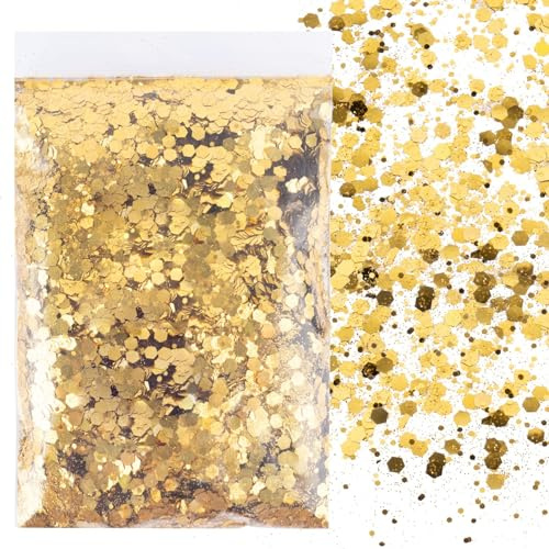 50g Poudre à Paillettes Or Peinture Pailletée Fines Scintillant en PET Accessoire Loisirs Créatif Décoration Maquillage Ongles Nail Bricolage Artisanat Carte pour Fête Noël Mariage Anniversaire