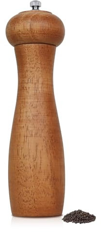ManGotree Macinapepe in legno, macinapepe a granulometria regolabile, macinasale manuale, macinapepe in legno di quercia per cucina, 8 pollici (noce)